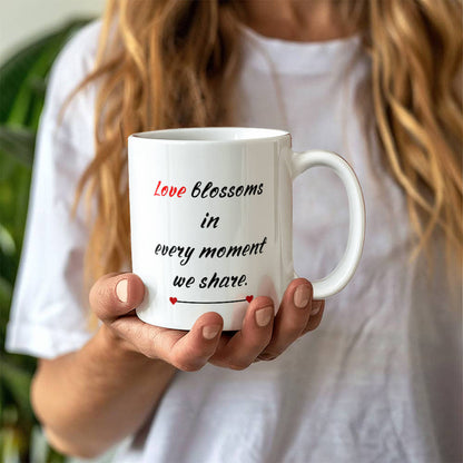 *Love blossoms in every moment we share "couple woman/man. Mug, Boyfriend/Girlfriend Valentines Day Gift for Him/Her, Funny Gift for Him/Her, Husband/Wife Anniversary Gift