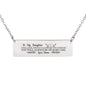 Gift for Daughter (from Mom) – “I Will Love, Protect & Support You Forever” Horizontal Bar Necklace