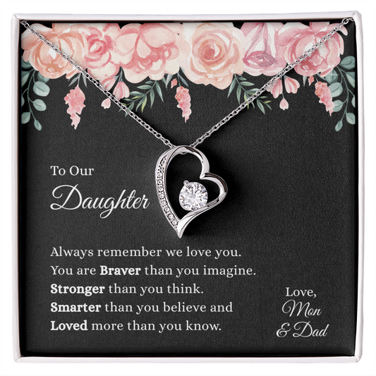 Gift for Daughter "We Love You, Mom and Dad" Forever Love Necklace