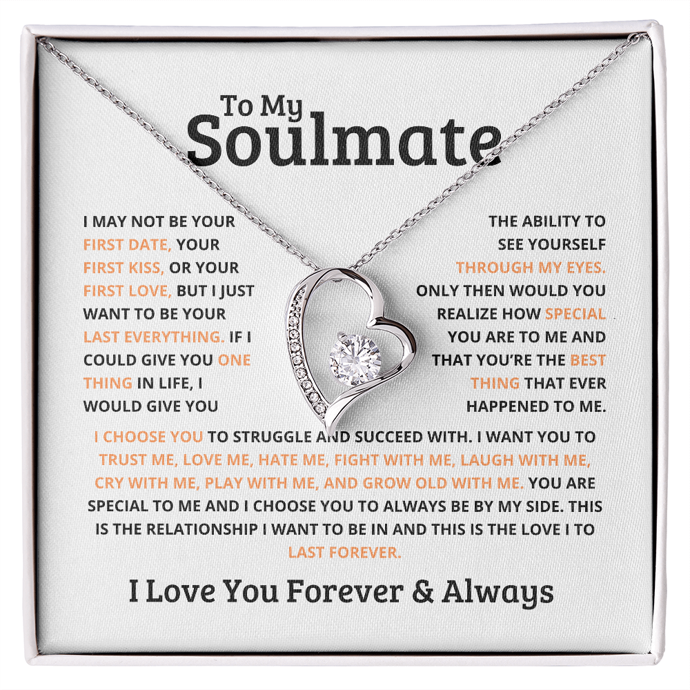 *To My Soulmate Necklace – Romantic Gift for Her, Soulmate Jewelry, Anniversary Gift, Valentine's Day Necklace for Wife or Girlfriend