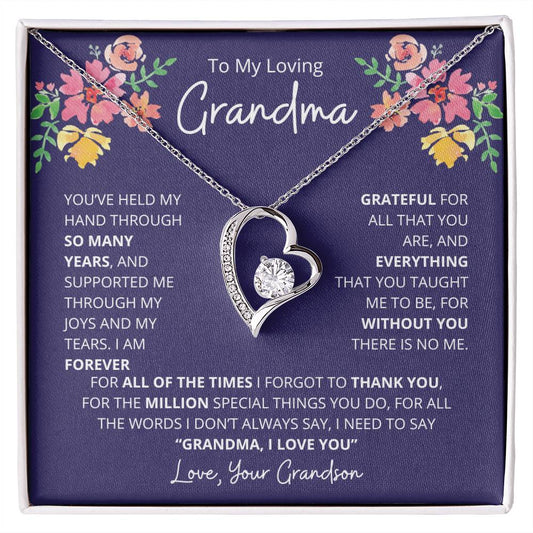 Gift for Grandmother "For the million special things you do..." Forever Love Necklace