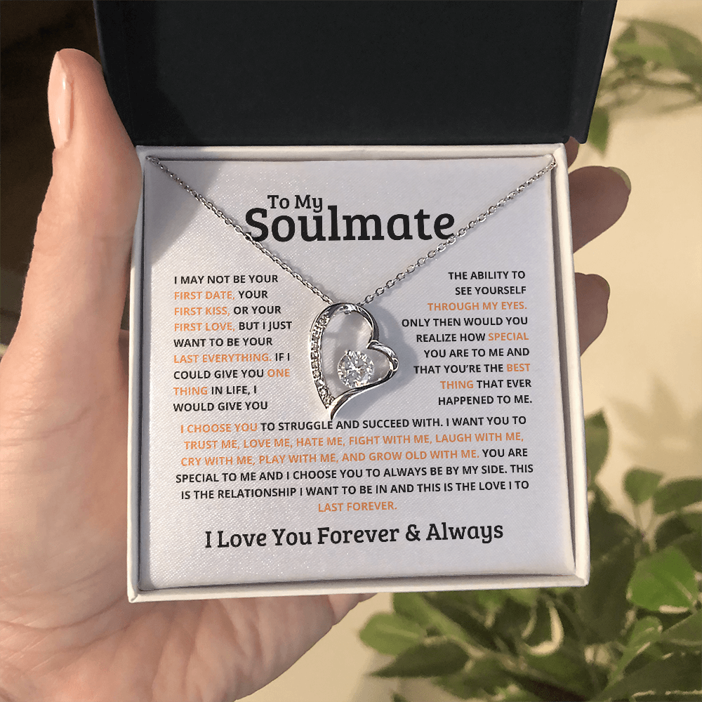 *To My Soulmate Necklace – Romantic Gift for Her, Soulmate Jewelry, Anniversary Gift, Valentine's Day Necklace for Wife or Girlfriend