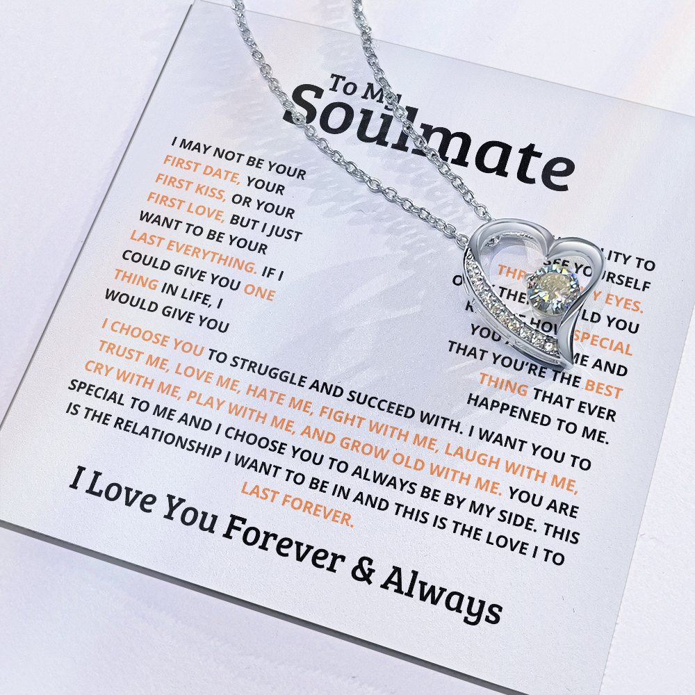 *To My Soulmate Necklace – Romantic Gift for Her, Soulmate Jewelry, Anniversary Gift, Valentine's Day Necklace for Wife or Girlfriend