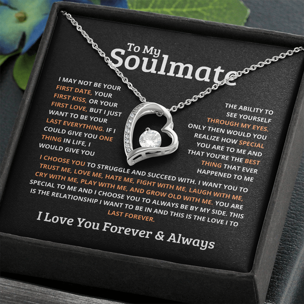 Gift for Soulmate B "I love you forever & always" Gold Forever Necklace