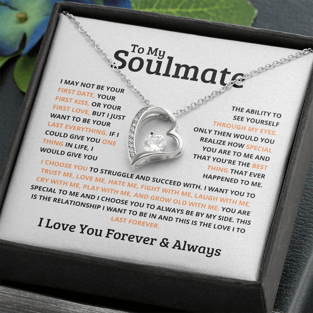 *To My Soulmate Necklace – Romantic Gift for Her, Soulmate Jewelry, Anniversary Gift, Valentine's Day Necklace for Wife or Girlfriend