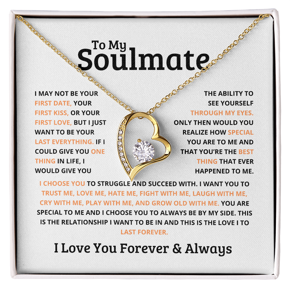 *To My Soulmate Necklace – Romantic Gift for Her, Soulmate Jewelry, Anniversary Gift, Valentine's Day Necklace for Wife or Girlfriend