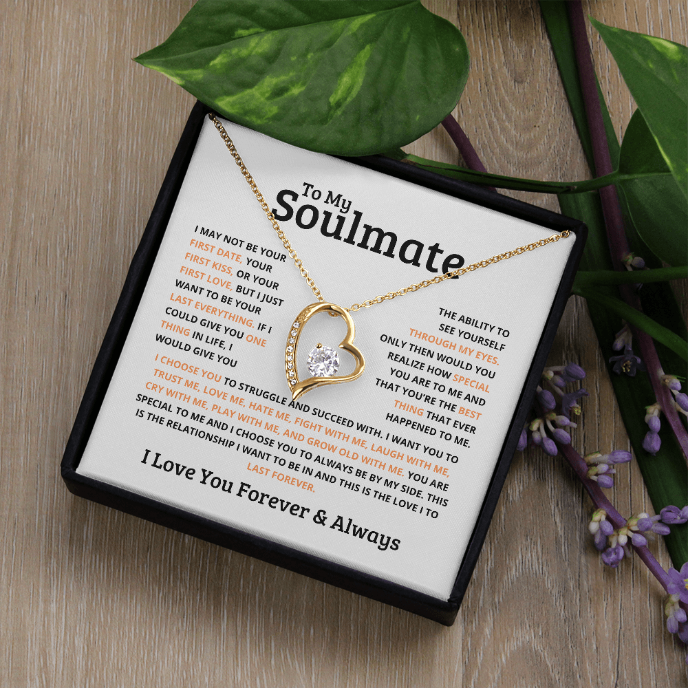 *To My Soulmate Necklace – Romantic Gift for Her, Soulmate Jewelry, Anniversary Gift, Valentine's Day Necklace for Wife or Girlfriend