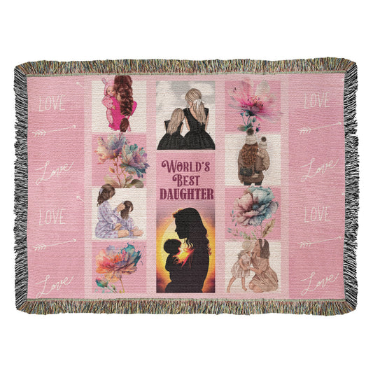 Gift for Daughter (from Mom) – “World's Best Daughter” Heirloom Woven Blanket
