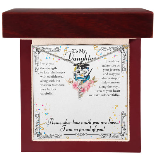 Graduation Gift for Daughter – “I'm So Proud of You” Personalized Graduation Cap Name Necklace