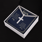 “When Others Step Back, You Step Up and Do Whatever Needs to Get Done” Personalized Cross with Cuban Link Chain – Gift for Son