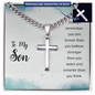 Gift for Son – “Always Remember You Are Braver” Personalized Cross with Cuban Link Chain