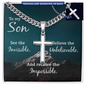 Gift for Son – “See the Invisible” Personalized Cross with Cuban Link Chain