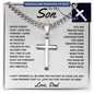 Gift for Son (from Dad) – “Never Forget That I Love You” Personalized Cross with Cuban Link Chain