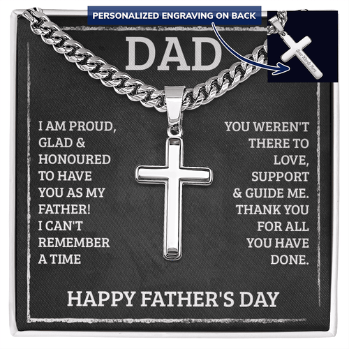 Gift for Dad – “I Am Proud, Glad & Honoured to Have You as My Father” Cross Necklace