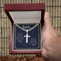 “When Others Step Back, You Step Up and Do Whatever Needs to Get Done” Personalized Cross with Cuban Link Chain – Gift for Son
