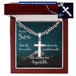 Gift for Son – “See the Invisible” Personalized Cross with Cuban Link Chain