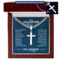 “Stay Strong, Be Confident & Just Do Your Best” Personalized Cross with Cuban Link Chain - Gift for Grandson