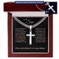 Gift for Son "You may outgrow my lap, but never my heart..." Personalized Cross with Cuban Link Chain