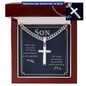 “When Others Step Back, You Step Up and Do Whatever Needs to Get Done” Personalized Cross with Cuban Link Chain – Gift for Son
