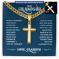 “Stay Strong, Be Confident & Just Do Your Best” Personalized Cross with Cuban Link Chain - Gift for Grandson