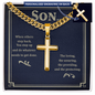 “When Others Step Back, You Step Up and Do Whatever Needs to Get Done” Personalized Cross with Cuban Link Chain – Gift for Son