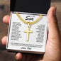 Gift for Son (from Dad) – “Never Forget That I Love You” Personalized Cross with Cuban Link Chain