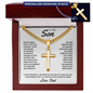 Gift for Son (from Dad) – “Never Forget That I Love You” Personalized Cross with Cuban Link Chain