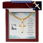 Gift for Son – “Always Remember You Are Braver” Personalized Cross with Cuban Link Chain