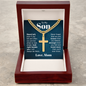 “Stand Tall, Even If You Fall, Look Right Beside You I Will Always Be There” Personalized Cross with Cuban Link Chain – Gift for Son