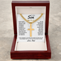 Gift for Son (from Dad) – “Never Forget That I Love You” Personalized Cross with Cuban Link Chain