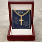 “When Others Step Back, You Step Up and Do Whatever Needs to Get Done” Personalized Cross with Cuban Link Chain – Gift for Son