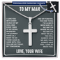 “I Love You With Every Ounce of My Soul and Every Fiber of My Being” Personalized Cross Necklace with Snake Chain - Gift for Husband