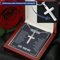 “We Have a Bond That Can't Be Broken. I Love You” Personalized Cross Necklace with Snake Chain – Gift for Husband