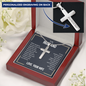 “We Have a Bond That Can't Be Broken. I Love You” Personalized Cross Necklace with Snake Chain – Gift for Husband