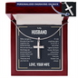 “We Have a Bond That Can't Be Broken. I Love You” Personalized Cross Necklace with Snake Chain – Gift for Husband