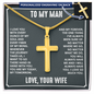 “I Love You With Every Ounce of My Soul and Every Fiber of My Being” Personalized Cross Necklace with Snake Chain - Gift for Husband