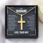 “We Have a Bond That Can't Be Broken. I Love You” Personalized Cross Necklace with Snake Chain – Gift for Husband