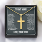 “I Love You With Every Ounce of My Soul and Every Fiber of My Being” Personalized Cross Necklace with Snake Chain - Gift for Husband