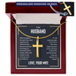 “We Have a Bond That Can't Be Broken. I Love You” Personalized Cross Necklace with Snake Chain – Gift for Husband