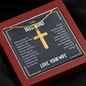 “We Have a Bond That Can't Be Broken. I Love You” Personalized Cross Necklace with Snake Chain – Gift for Husband