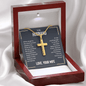 “We Have a Bond That Can't Be Broken. I Love You” Personalized Cross Necklace with Snake Chain – Gift for Husband