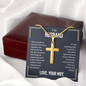 “We Have a Bond That Can't Be Broken. I Love You” Personalized Cross Necklace with Snake Chain – Gift for Husband