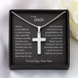 Gift for Dad "I Know It Wasn't Easy Raising a Man Like Me…" Engraved Artisan Cross Necklace