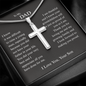 Gift for Dad "I Know It Wasn't Easy Raising a Man Like Me…" Engraved Artisan Cross Necklace