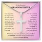 Gift for Granddaughter "Never lose faith in yourself..."Engraved Artisan Cross Necklace