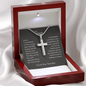 Gift for Dad "I Know It Wasn't Easy Raising a Man Like Me…" Engraved Artisan Cross Necklace