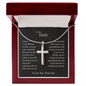 Gift for Dad "I Know It Wasn't Easy Raising a Man Like Me…" Engraved Artisan Cross Necklace