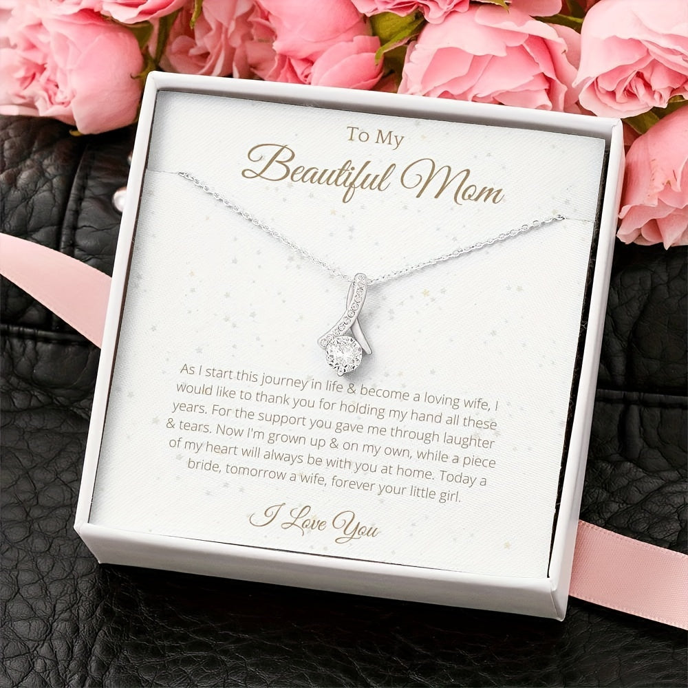 To my Beautiful Mom: Ribbon Necklace For Mom - To My Mother Necklace Birthday Gift for Mom, Necklace for Mom, Gift for Mom Birthday, Mother's Day