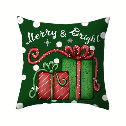 4-Piece Christmas Throw Pillow Covers Set – Vibrant Holiday Designs for Bedroom, Living Room, Sofa, and Car Decor