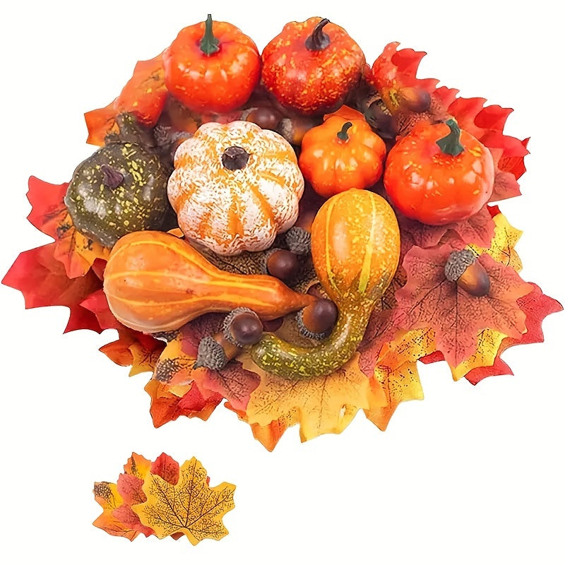 50-Piece Artificial Pumpkin & Harvest Decor Set – Perfect for Thanksgiving, Halloween, and Fall Weddings